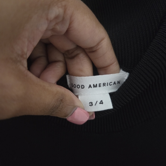 Good American Womens Ribbed Sleeveless Black Turtleneck Midi Dress. Sz 3/4 Large - Picture 7 of 11